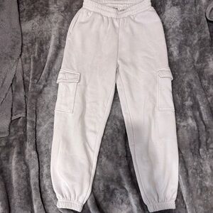 White cargo sweatpants